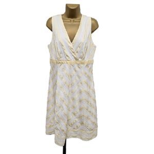 Cottage Babydoll Sleeveless Dress 12 Yellow White Stripe Chevron Pastel Brunch